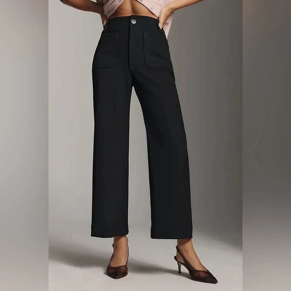 Anthropologie Maeve Black Wide-Leg High-Rise Pants - Picture 1 of 4